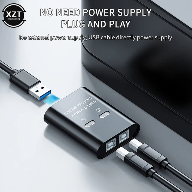 USB 프린터 공유 장치, 수동 Kvm 스위칭 스플리터 허브 컨버터, 플러그 앤 플레이, 2 인 1 아웃, 2 포트