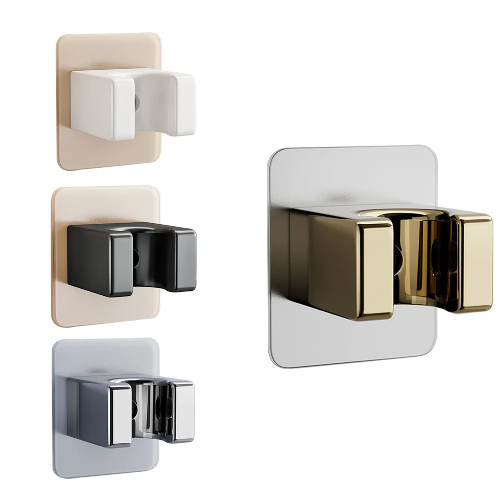 Adjustable Shower Holder Polished Handheld Shower Head Holder Punch-Free Bathroom Wall Mount Bracket Fixing Accessories