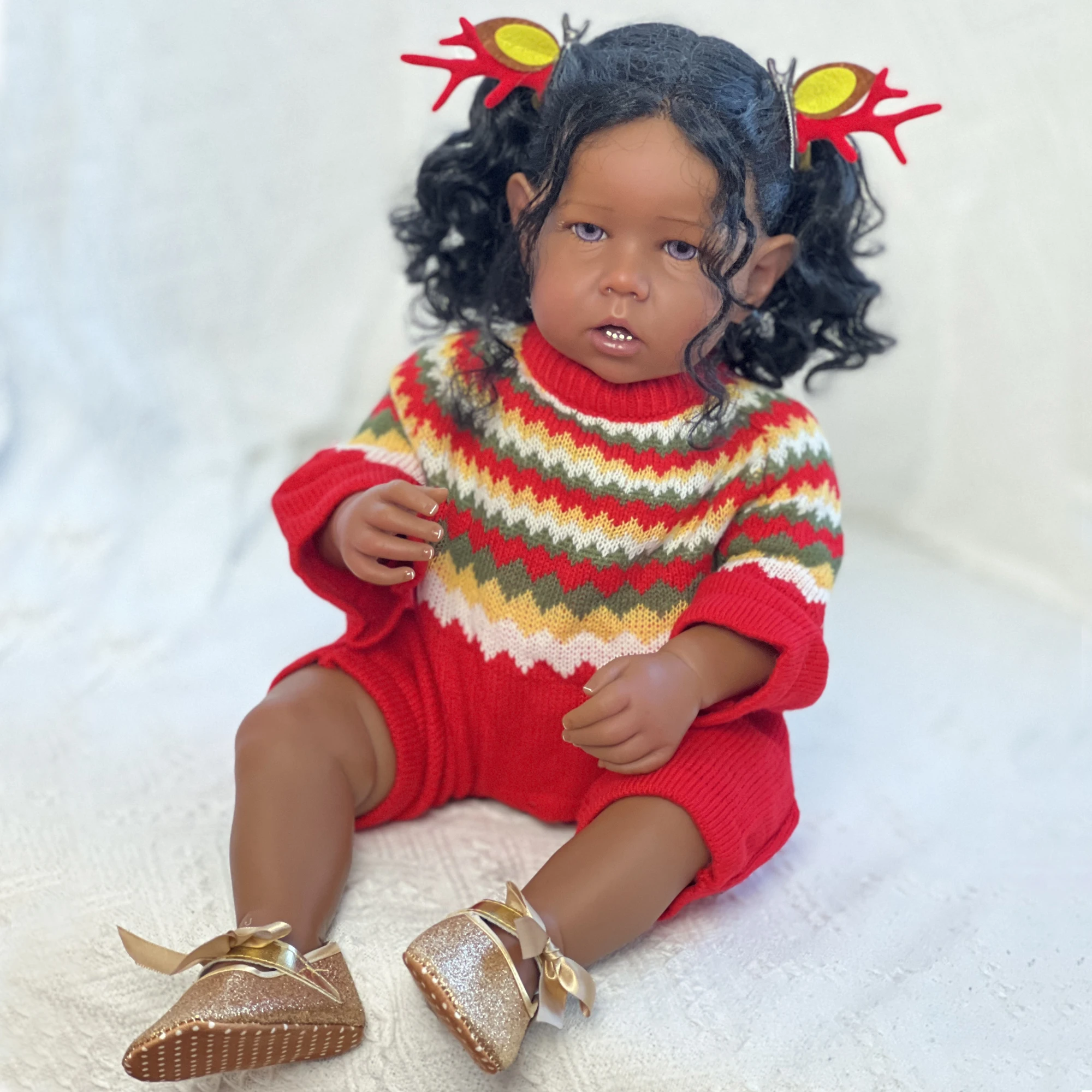 

22 Inch Dark Skin Liam Bebe Reborn Dolls boneca bebe reborn bebe reborn frete gratis For Children Gifts