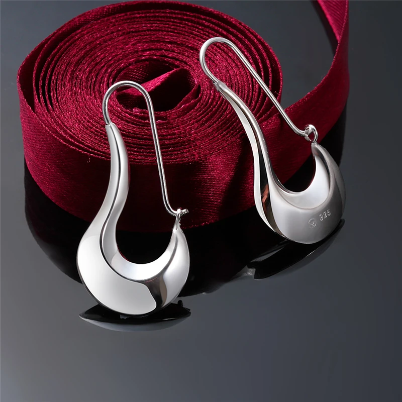 

925 Sterling Silver Classic Drop Earrings Charm for Women Jewelry Fashion Wedding Engagement Party Gift Lady