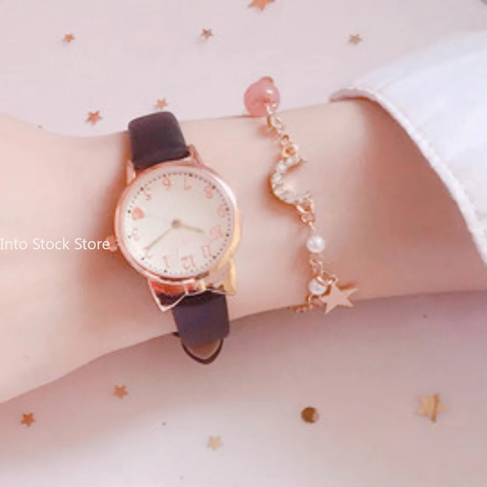 Fashion Kids Love Digital Dial Children Watch Set Leather Strap Quartz Watches Kid Girls Clock Children Watch + Bracelet no box 3