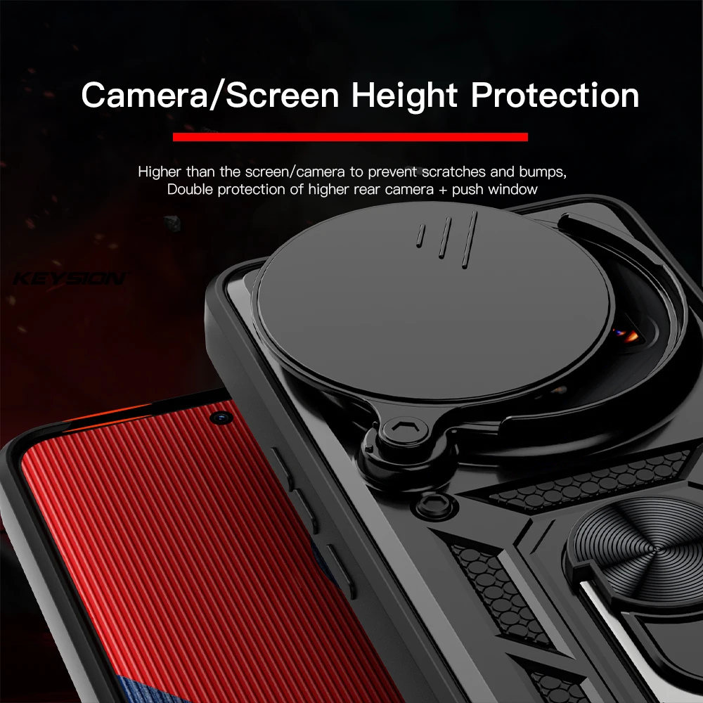 Ultimate Shockproof Armor Case with Slide Camera Protection and Ring Stand for Xiaomi and Redmi Phones