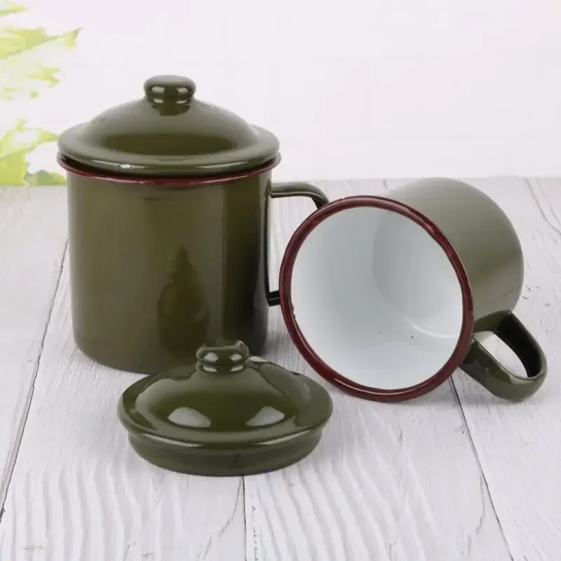 370ml Retro Enamel Cup Coffee Tea Mug For Kitchen Outdoor Camping Travel Home Decor