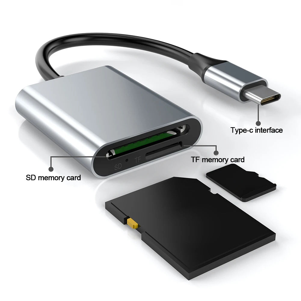 USB C 카드 리더 어댑터, 2-in-1 SD3.0/SD4.0 + TF 카드 리더, 5Gbps, 동시에 2 개의 카드 허브 어댑터, 아이폰 아이패드용