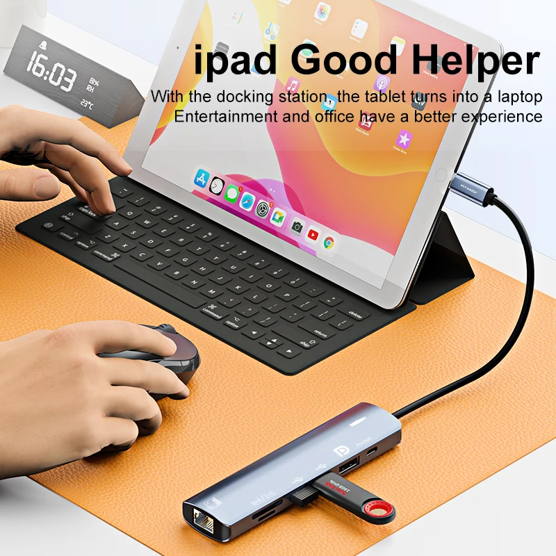 USB C Adapter Multiport 7-In-1 Hub