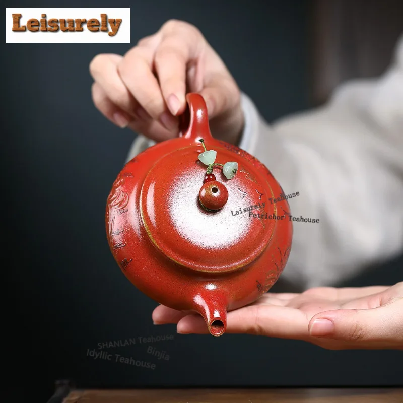 200ml Exquisite Yixing Purple Clay Teapots Artists Handmade Ming Lu Pot Raw Ore Gold Section Mud Kettle Zisha Tea Set Cafes Gift