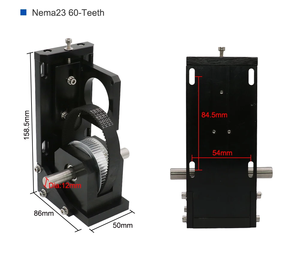 Qdlaser Schrittmotor reduzierer nema23 38-Zähne/nema23 60-Zähne/nema34 72-Zähne für CO2-Lasergravurmaschine Motorblock satz – Detail 3