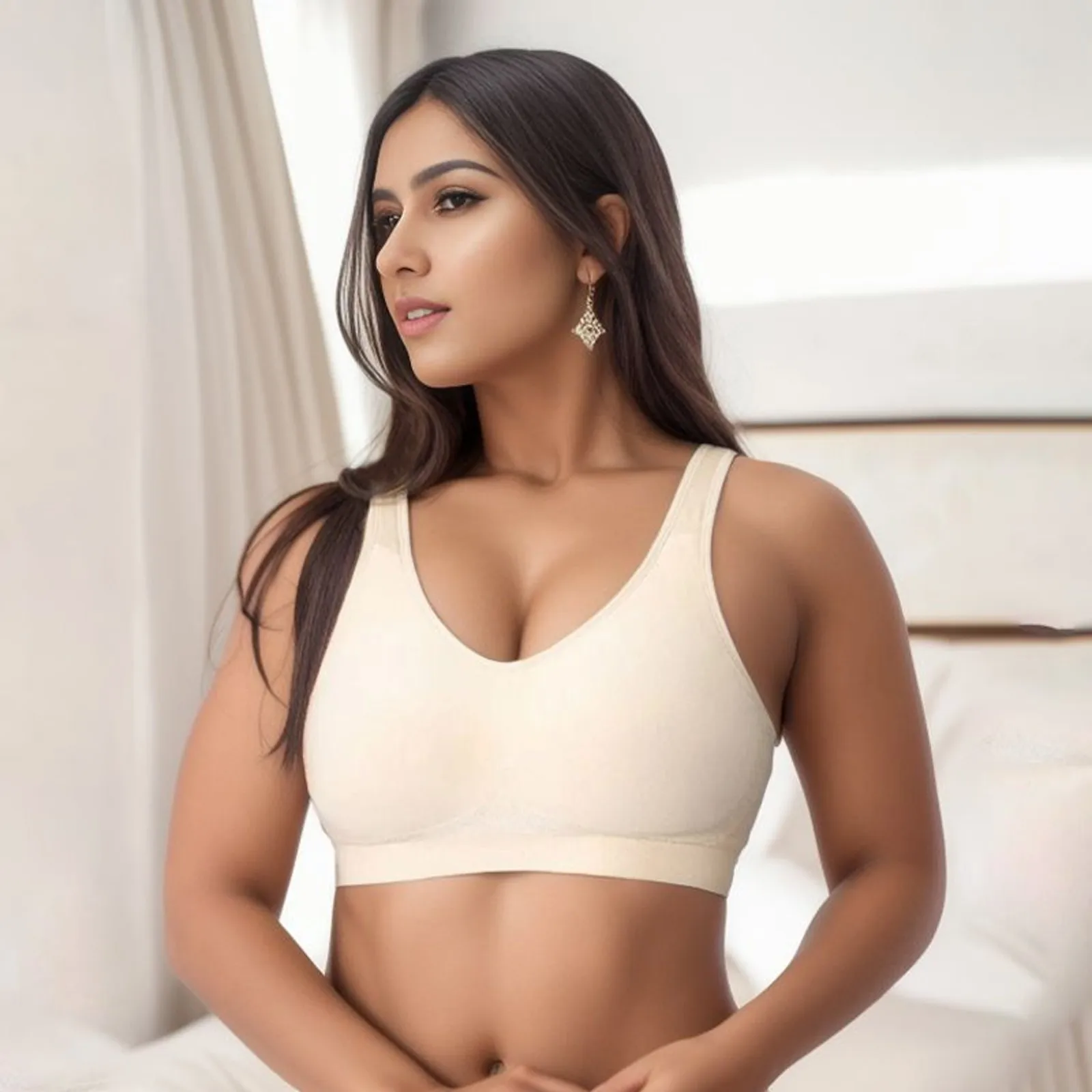 

Women Comfortable Body Shaping No Steel Ring Bra Large Size Shiny Camisole Brassiere