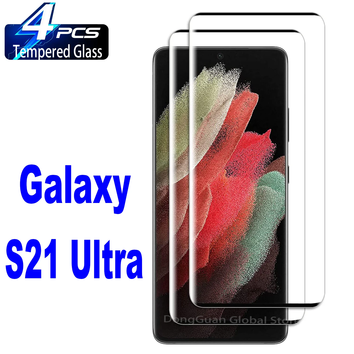 

2/4Pcs Tempered Glass For Samsung Galaxy S21 Ultra Fingerprint Unlock 3D Curved Anti Scratch Screen Protector