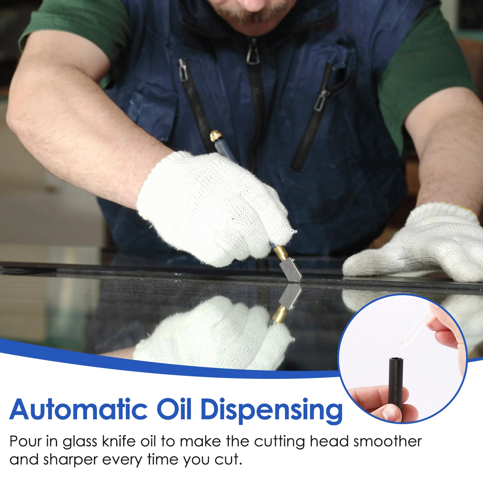 Glass Cutting Tool 2 mm-20 mm Nonslip Glass Cutter with Cutting Oil DIY Stained Tool Mirror