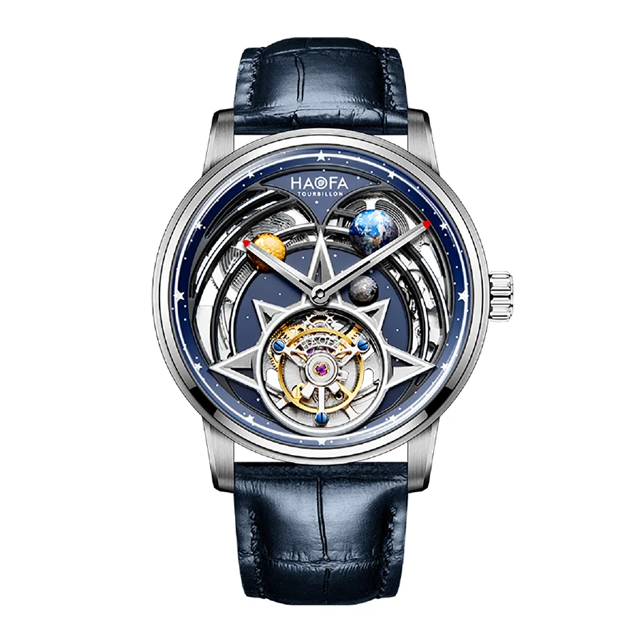 

PP Flying Tourbillon for Men Sci-fi Luminous Universe Interstellar Automatic Mechanical Double Spring Drives Mens Watch 2268
