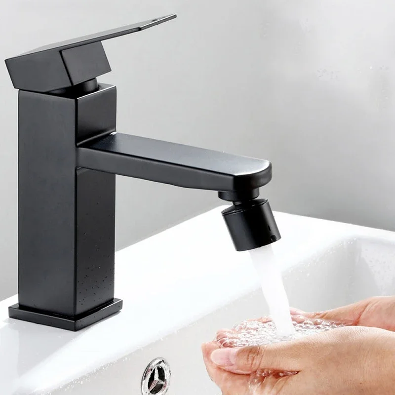 New Black 2 Mode Washbasin Faucet Nozzle 360° Rotary Splashback Faucet Aerator Kitchen Sink Pressurized Faucet Aerator Bubbler 5