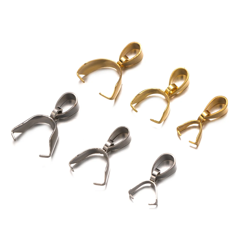 

20pcs Stainless Steel Melon Seeds Buckle Pendant Clasps Pinch Clip Bail Hooks Connector For DIY Necklace Jewelry Making Supplies