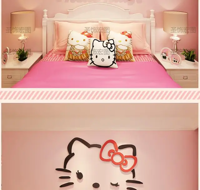 Hello Kitty Bedroom Decorations  Hello Kitty Bedroom Accessories - Sanrio  3d Cartoon - Aliexpress