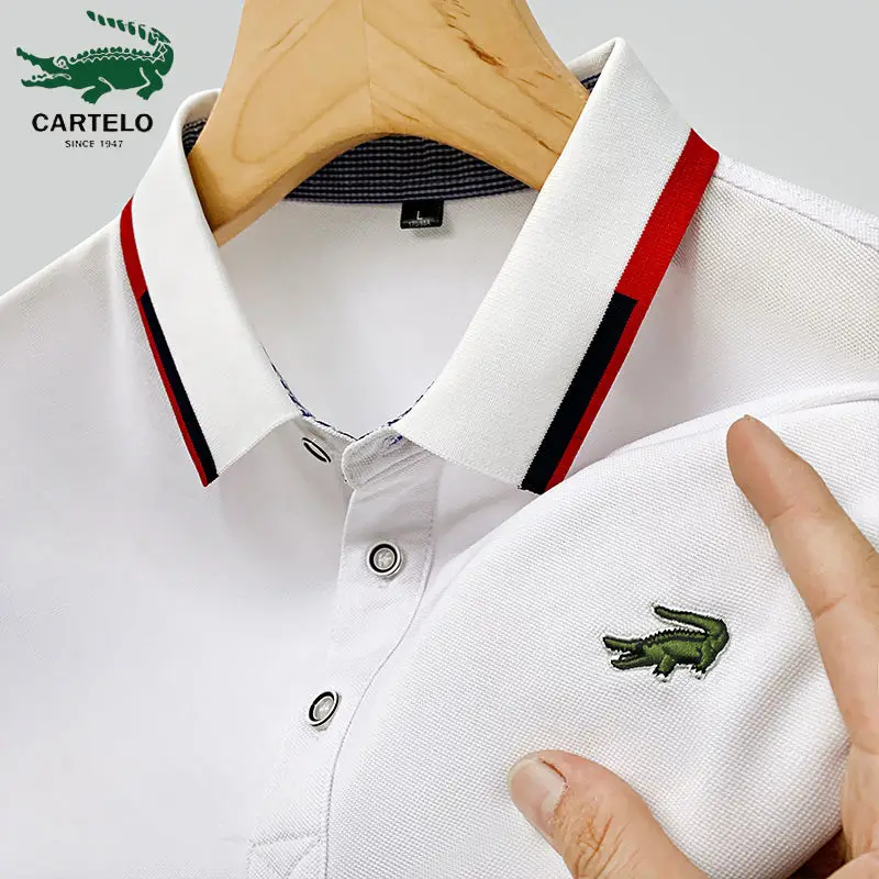 

High quality men's 100% cotton embroidered polo shirt 2023 summer new high-end business casual lapel short sleeve T-shirt top