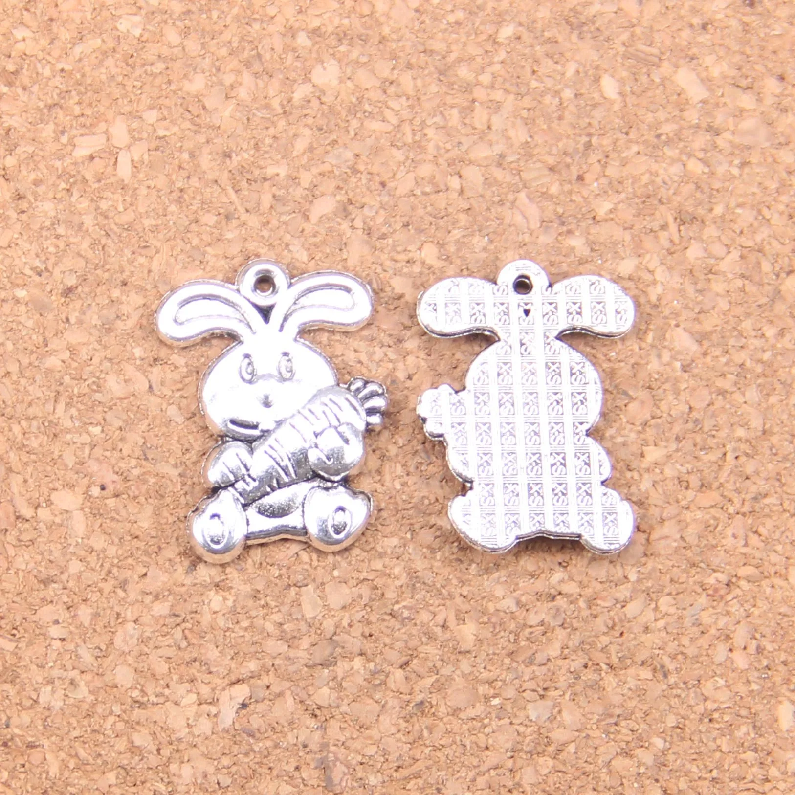Antique Silver Plated Rabbit Bunny Easter Charms Spring Carrot
