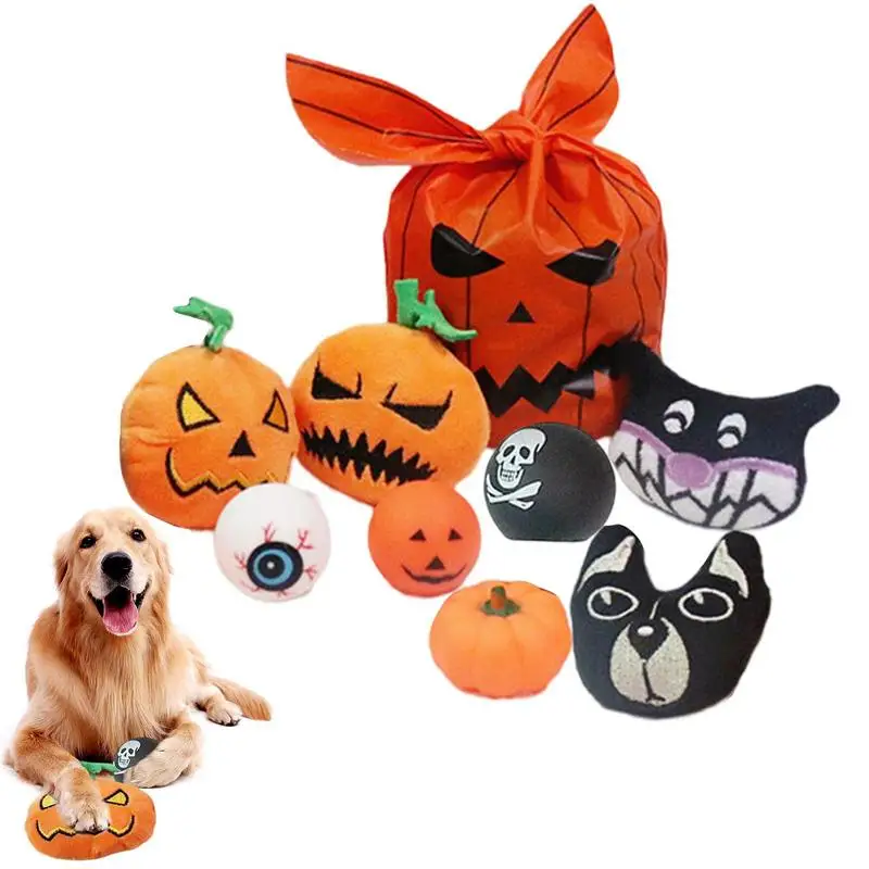 

Halloween Plush Dog Toy 8pcs/set Cute Interactive Toys Halloween Dog Toy Funny Toy For Dogs Plush Toy With Squeaker Inside