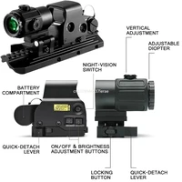 Tactical Airsoft G45 5X Magnifier 558 553 EXPS3 Red Dot Combo Scope Optics QD Mount Weaver Fit 20MM Rail Mount With Full Marking 2