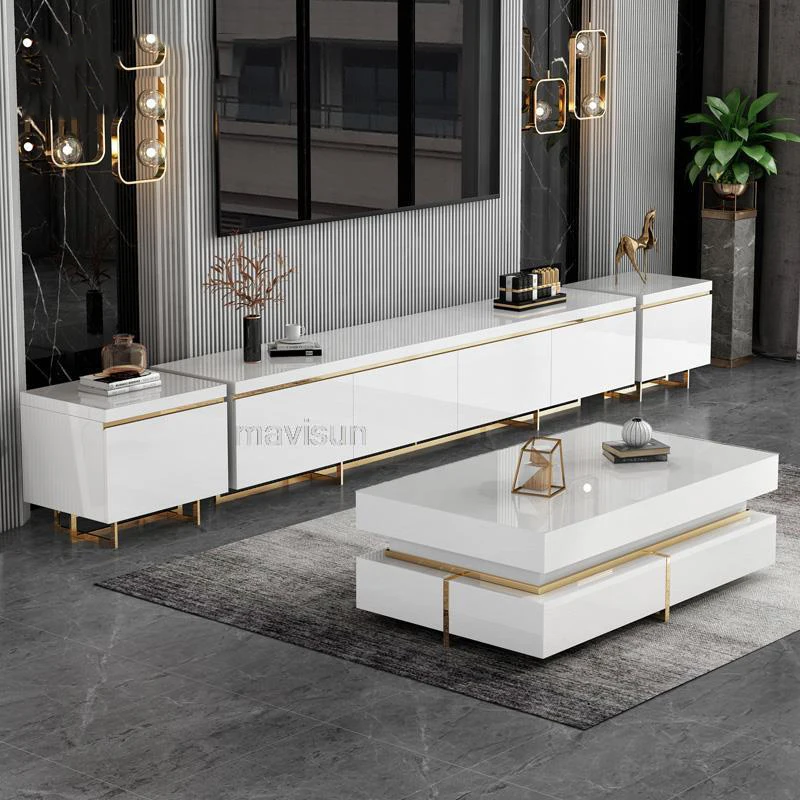 

Modern Living Room Center White Table TV Cabinet Family Used Simple Luxury Loft Coffee Table Meubles De Salon Furniture WXHYH