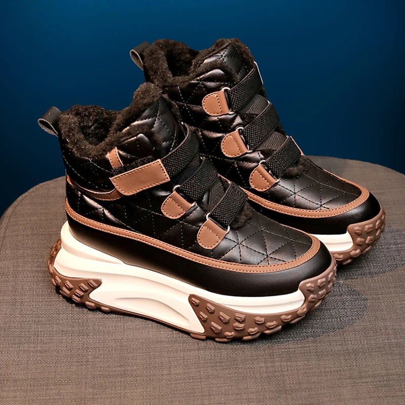 Women's Leather Chunky Sneakers - true deals club