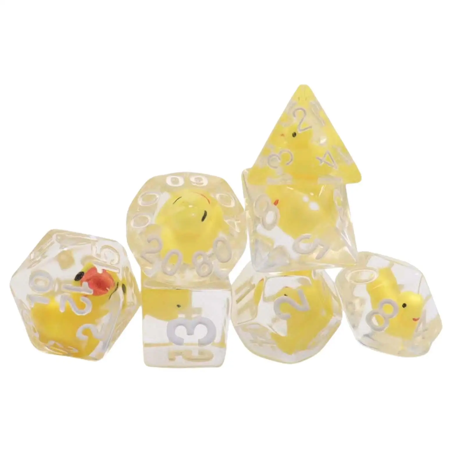 7x Polyhedral Dices Filled with Ducks Animal D4 D8 D10 D12 D20 Multi Sided Dices for KTV Role Playing Game Board Game Card Games 6