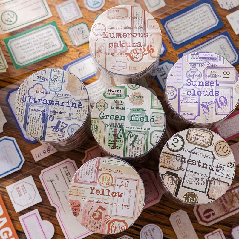 Vintage Label Old Objects Material Stickers Pack DIY Diary Junk Journal Decoration Number Letter Tag Sticker Album Scrapbooking