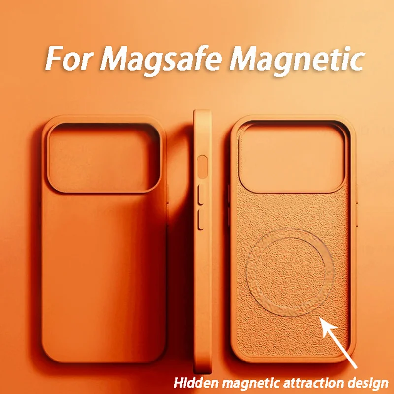 Luxury For Magsafe Wireless Charge Case For Apple iPhone 17 15 12 14 13 16 Pro Max Liquid Silicone Shockproof Protective Cases 3