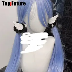 Vintage Gothic Lolita Harajuku Punk Angel Wing Furry Hair Bands - One Size (BLACK1)