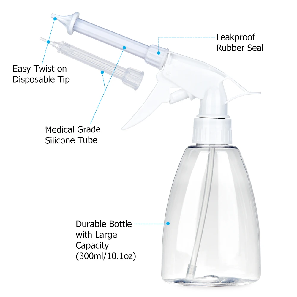 300ml Ear Cleaner Wax Removal Tool with Spray Bottle Syringe Poratable Ear Water Irrigation Flushing System for Adults & Kids 2