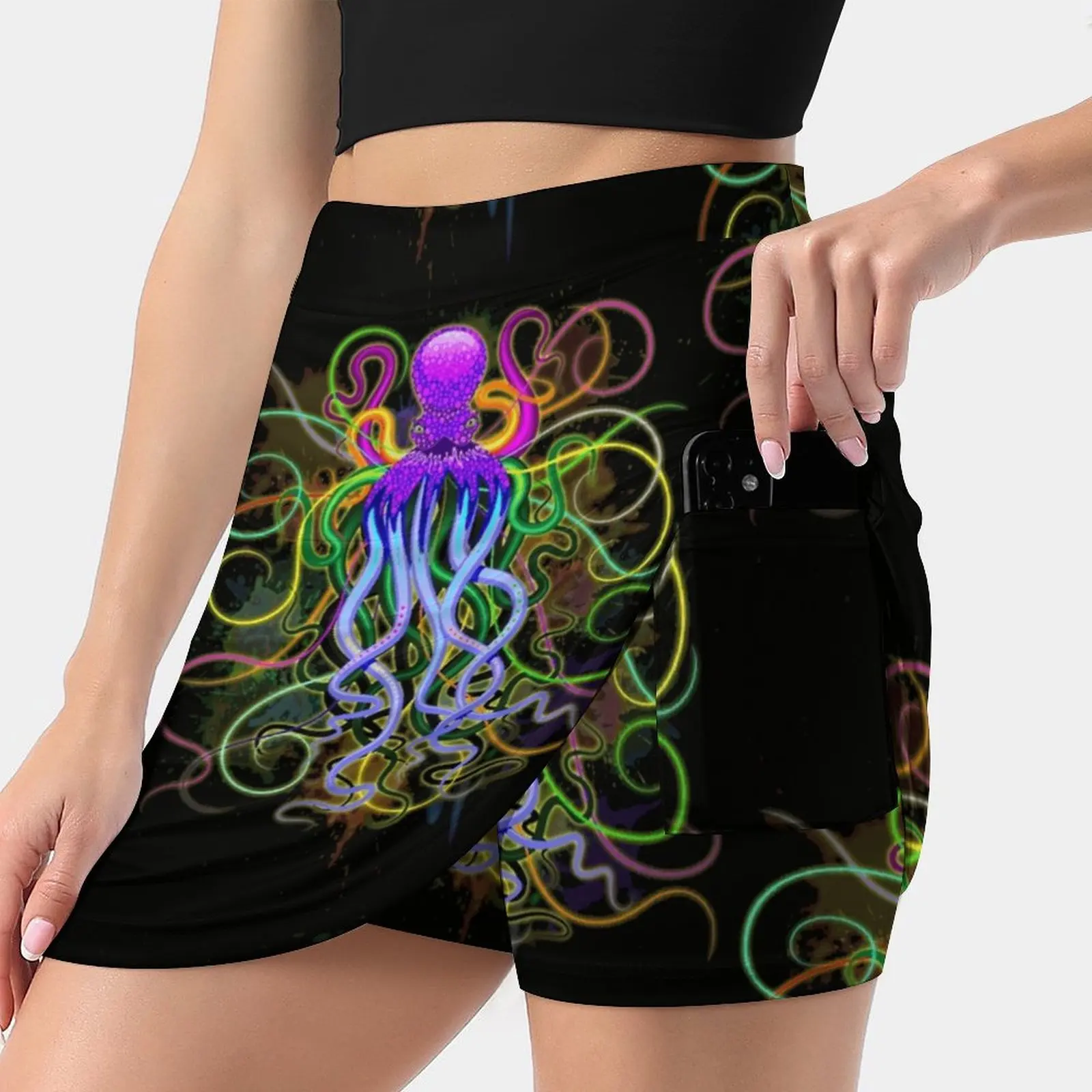 

Octopus Psychedelic Luminescence Women's skirt Aesthetic skirts New Fashion Short Skirts Psychedelic And Luminescent Octopus