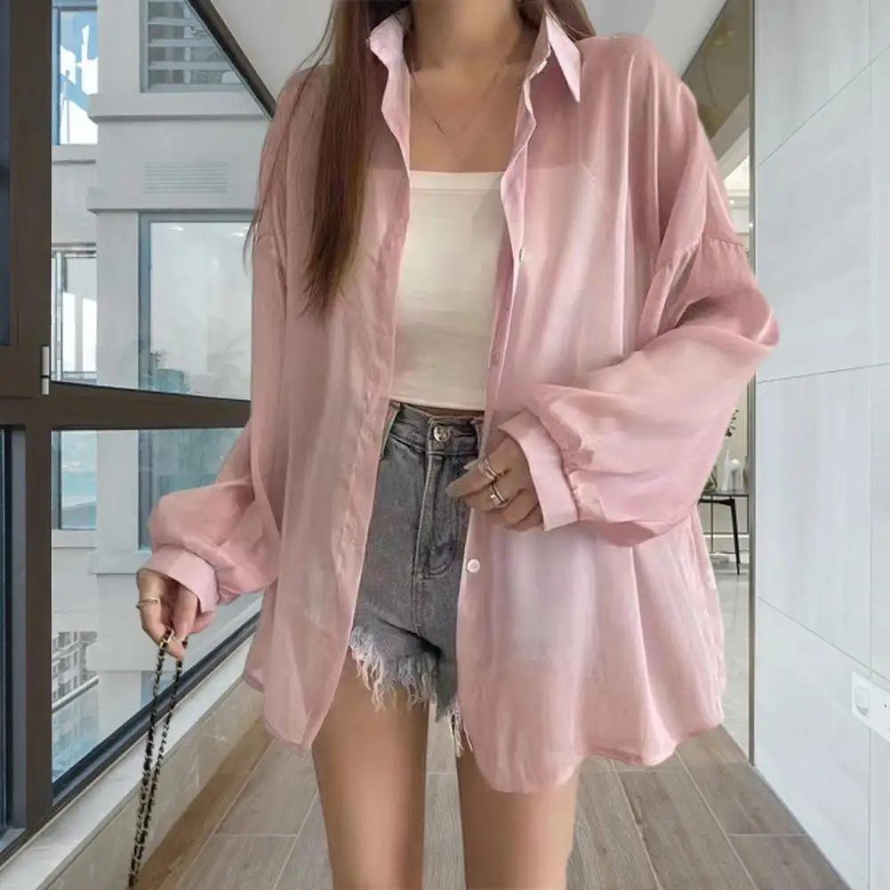 

Sunscreen Shirt Quick Drying Chiffon Coat Perspective Dressing Up Fashion Short Cardigan Shirt Sun Protection Clothes