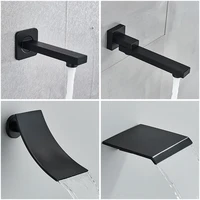 Black Concealed Shower System Rain Waterfall Bathroom Embedded Shower Faucet Set with Tub Spout 5