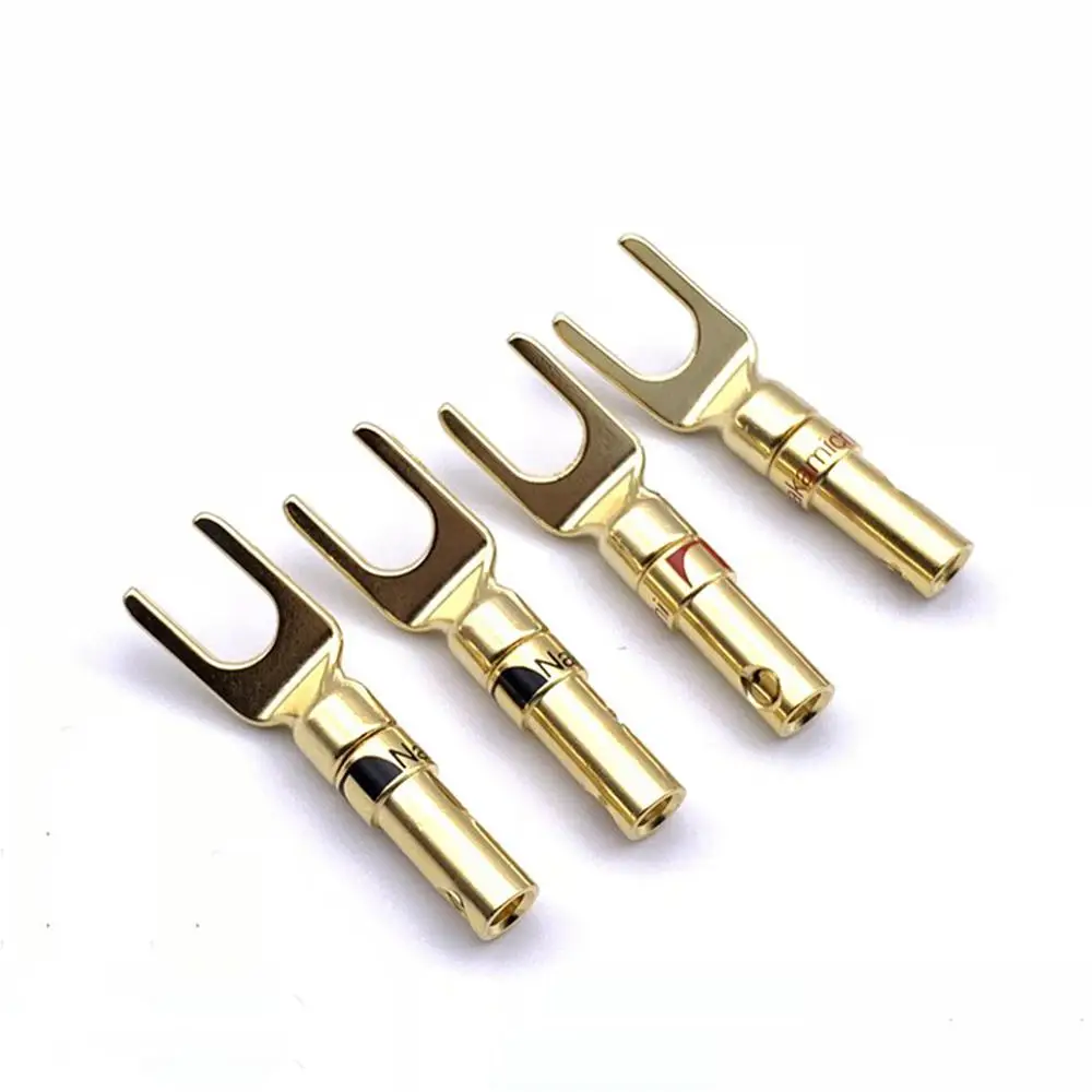 

8-50Pcs Hifi plated Speaker Y Connector Adapter Nakamichi Brass Gold plated and Silver Plated Y Spade Speaker Plugs