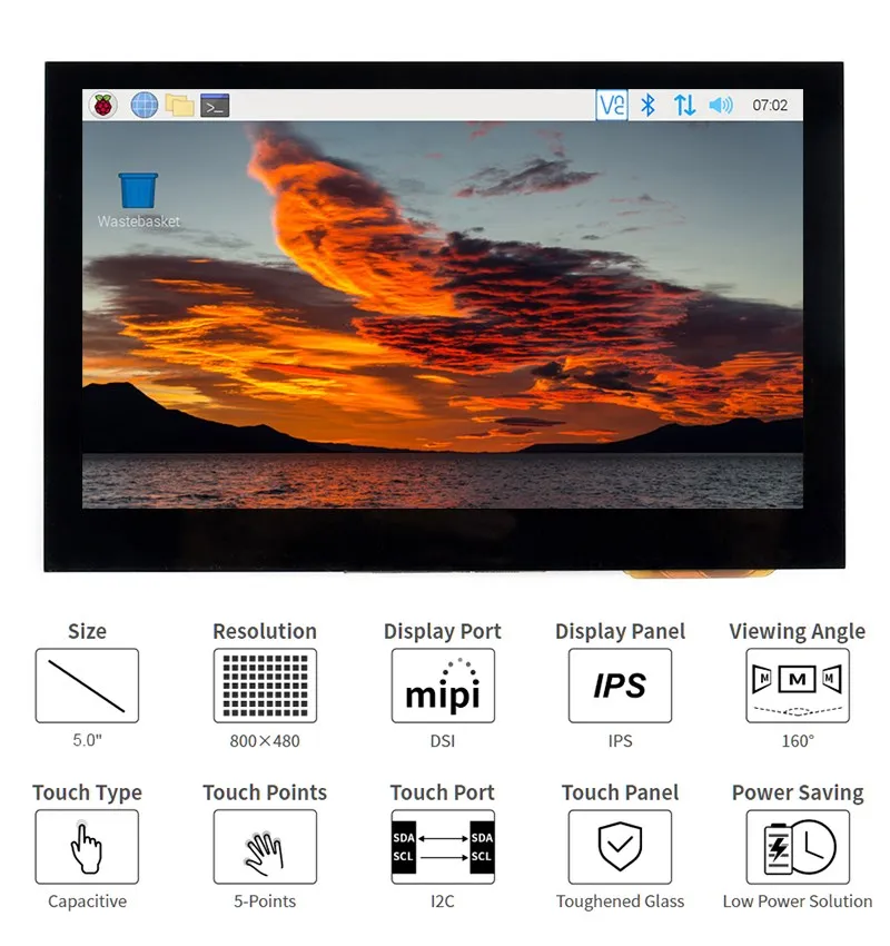 écran tactile raspberry pi dsi tech mipi tft pi moniteur pouces