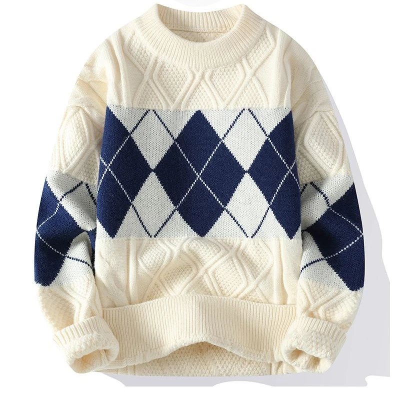 Description Picture 2 of itemSweater for Men and Women Couple Outfit Warm Knit Sweater Simple and Versatile Pullover Patchwork Inner Layer Bottom Layer Tops