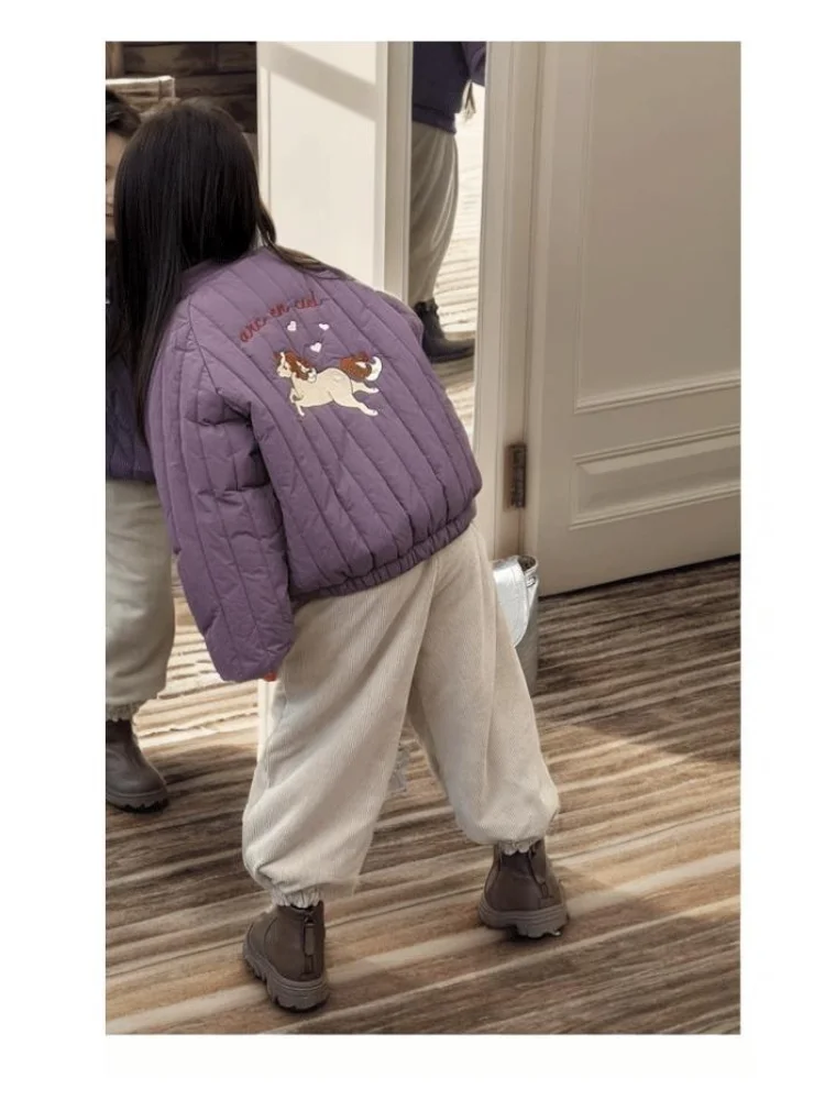 Embroidery Cartoon Winter Kids Jacket Plush Thicken Cotton Warm Windproof Girls Outerwear Coats Kids Jackets for Boys