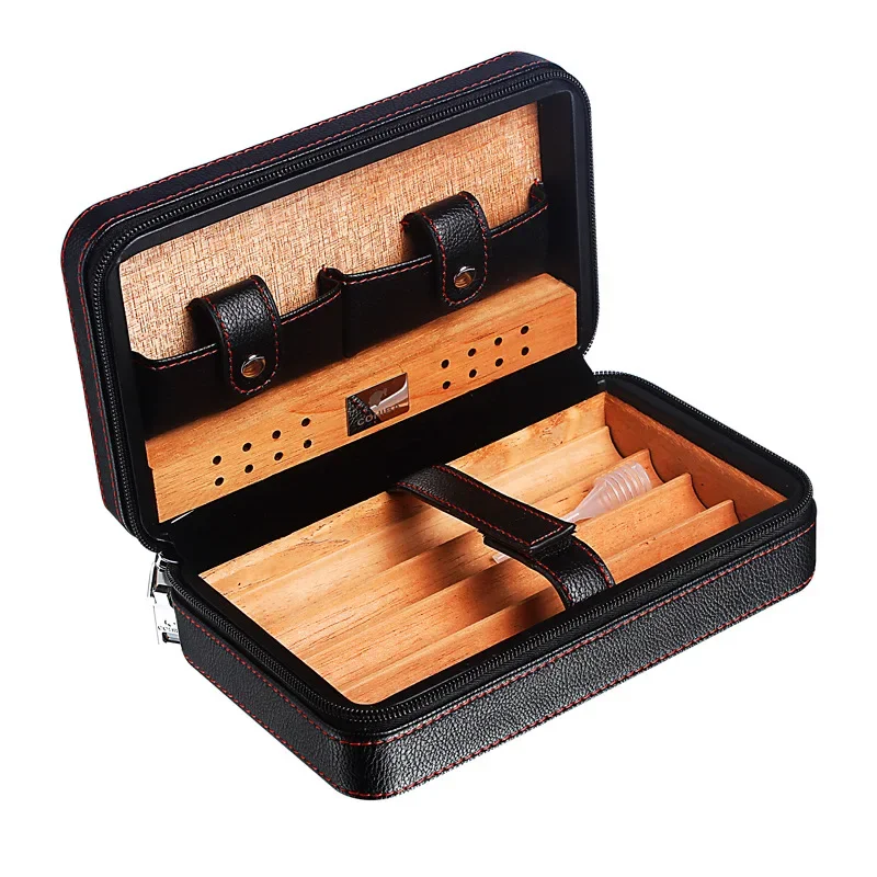 Four Sticks Portable Cigar Humidor Cedar Wood Multifunctional Travel Set Cigar Humidor