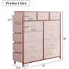 Dresser for Bedroom with 11 Drawer, Dressers & Chests of Drawers with Side Pockets, Hooks, Fabric Storage Drawer 4