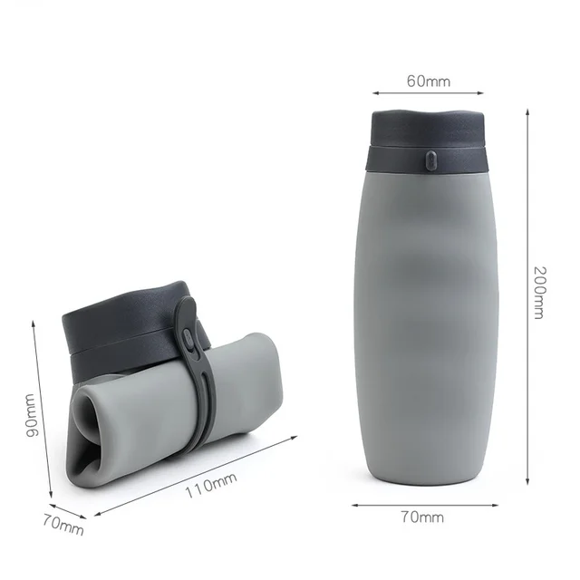 600ml Foldable Water Bottles Soft Flask Sports Drinking Water Bag Collapsible Portable Outdoor Running Camping Travel BPA Free 6