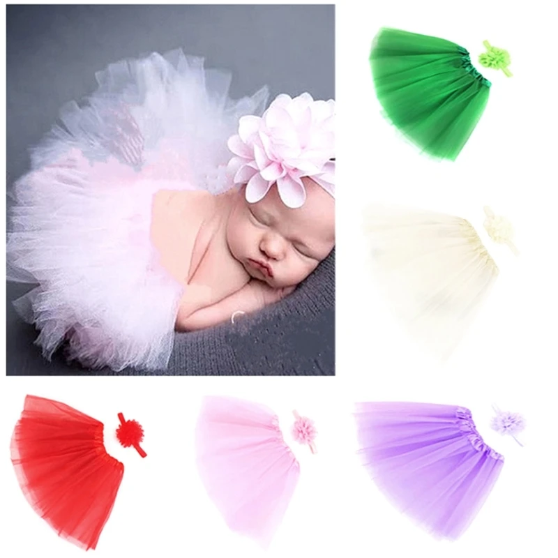 Adereços para fotos bebês, fantasia princesa, prendedor cabelo e saia roupas para recém-nascidos, resistente a