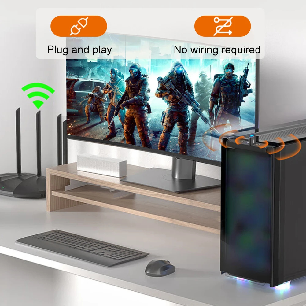 미니 USB 와이파이 카드 어댑터, PC, 노트북, 윈도우 7, 10/11 용 무선 네트워크 리시버, 2.4GHz, 286.8Mbps, 6 어댑터