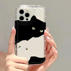 Transparent Phone Case with Cartoon Black Cat Design - iPhone 15 Plus (1)