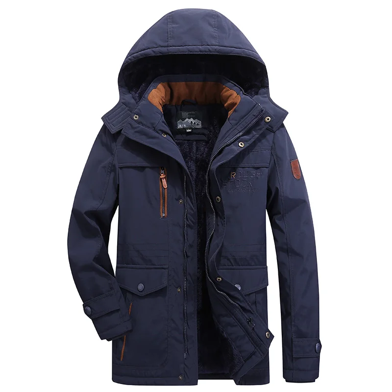 

Men Winter Parka Windbreaker Jacket Plus Velvet Coats New Male Thick Warm Hooded Outwear Men's Overcoat Asian Size L-6XL