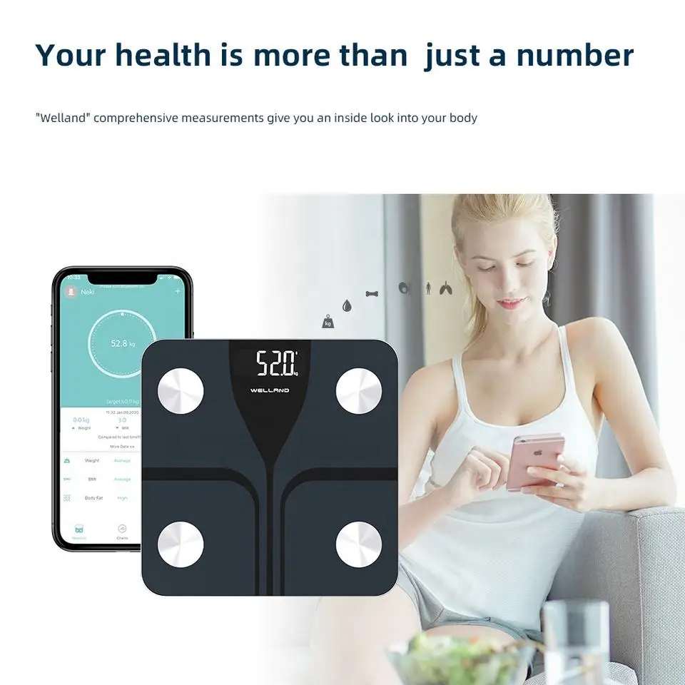 Body Fat Scale Weight Bathroom Smart Digital Bluetooth Scale with Smartphone App, Body Composition Monitor for Body Fat, BMI, Bo 4