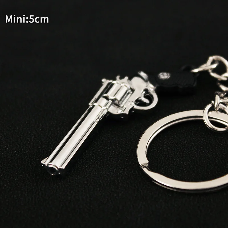 Game PUBG Mini Gun Keychain Model Pistola Miniatura De Metal Accessories Alloy Periphery Mini Revolver Key Ring Gift Toy for Boy 4