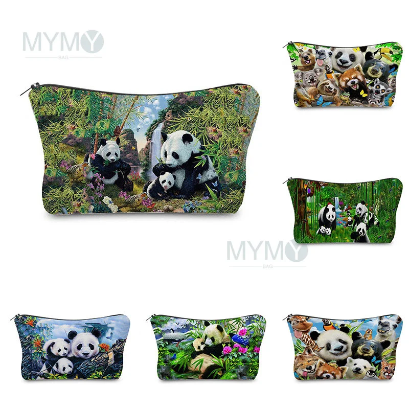 

Женская косметичка с принтом в виде китайской панды, миниатюрный портативный органайзер для косметики, Студенческая мультяшная Сумочка для карандашей
