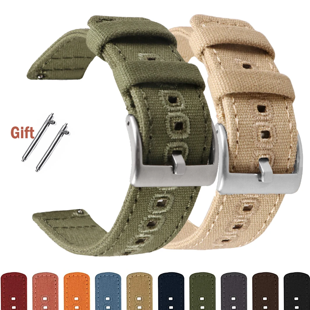 Braided Canvas Quick Release Watch Band Strap