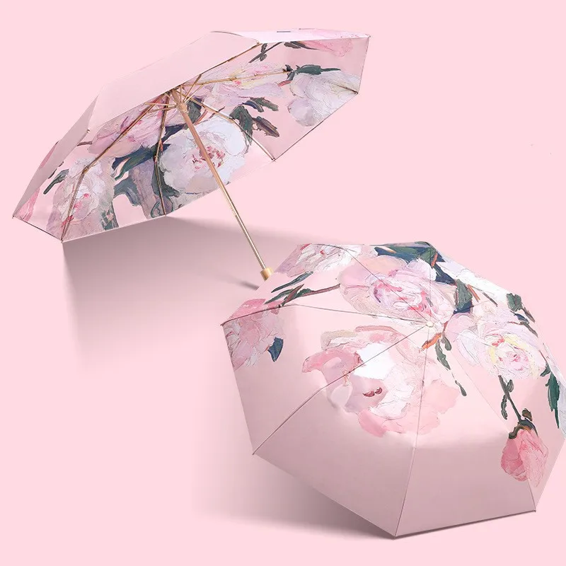 

Uv Umbrella Wind and Water Resistant Women Rain Save Rain Corporation Portable Travel Household Oil Paper Mini Beach Parasol