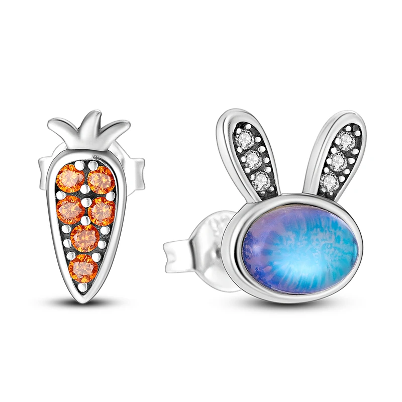 2025 Neue S925 Sterling Silber Ohrringe, geeignet für die niedlichen Tier- und Pflanzen-Serie, mehrfarbig, für Mädchen, Schmuck-Boutique – Detail 12