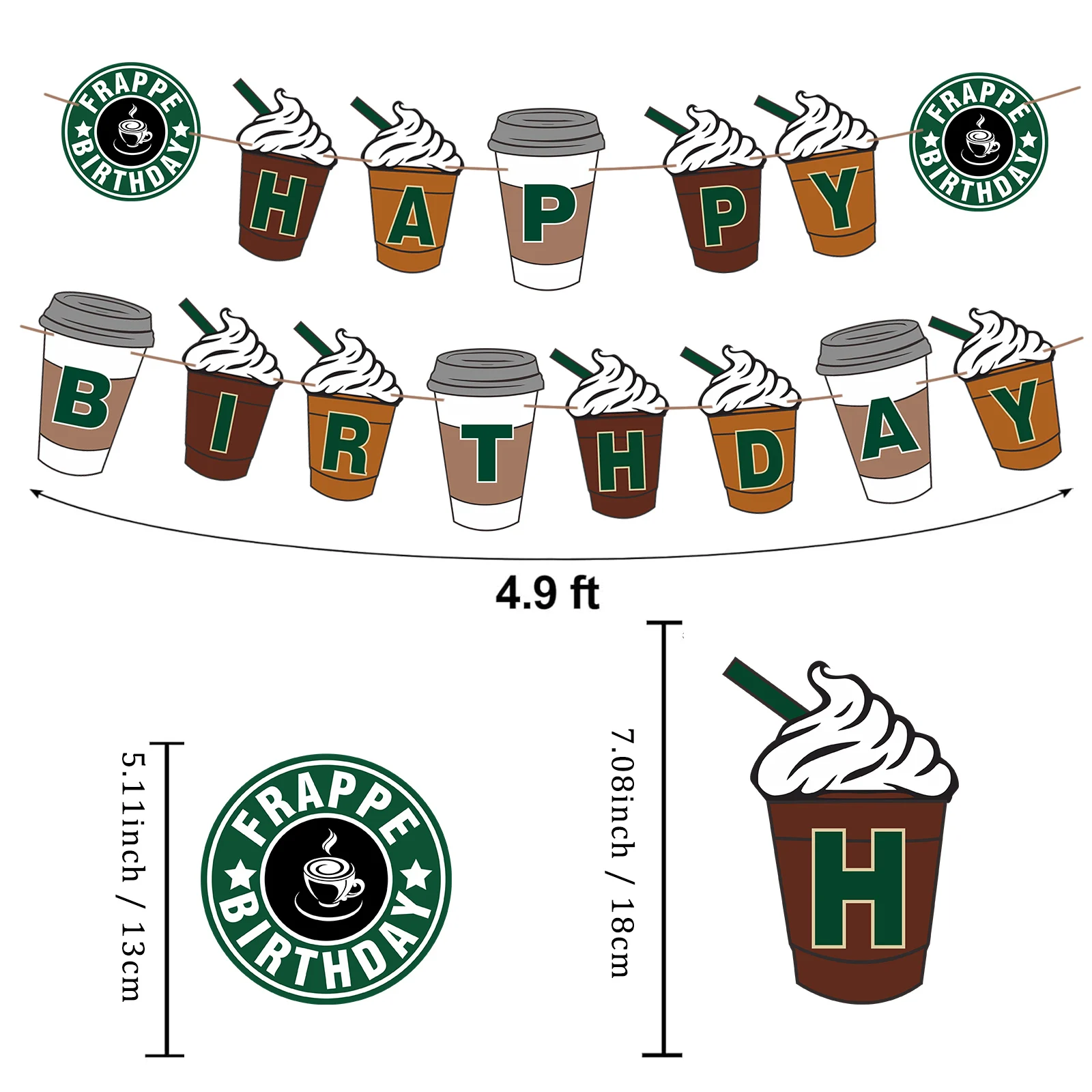 Coffee Party Decorations Frappe Happy Birthday Banner Coffee Cafe Birthday Party Supplies Frappe Cafe Supplies Favo